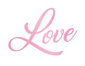 Gradient pink isolated hand writing word LOVE Royalty Free Stock Photo
