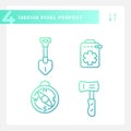 Gradient pixel perfect hiking gear line icons pack Royalty Free Stock Photo