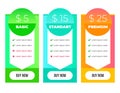 Gradient price list graphic design template, modern flat sale comparison offer layout