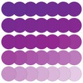 Gradient purple circles array. Seamless color transition. Vector background design.