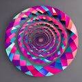 A gradient of purple and pink triangles arranged in a spiral pattern3, Generative AI