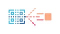 Gradient QR Code with Data Flowing Outwards Icon, vector design Generative AI Royalty Free Stock Photo