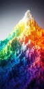 Gradient rainbow colored topographic grid terrain with hills and mountains. AI generative illustration