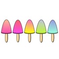 Gradient rainbow Ice Cream logo frozen fruit stick. Summer seasons fruits food dessert vector version illustration icon. Hand draw