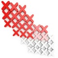 Gradient of red to pink to white X shapes arranged in rows on a white background tic tac toe Royalty Free Stock Photo