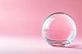 A gradient-reflecting water bubble set against a pink background Royalty Free Stock Photo