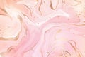 Gradient rose liquid marble or watercolor background with glitter foil textured stripes. Pink marbled alcohol ink drawing effect. Royalty Free Stock Photo