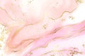 Gradient rose liquid marble or watercolor background with glitter foil textured stripes. Pink marbled alcohol ink drawing effect. Royalty Free Stock Photo