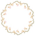 Gradient round frame with abstract flowers silhouettes. Royalty Free Stock Photo