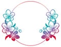 Gradient round frame with abstract flowers silhouettes. Royalty Free Stock Photo
