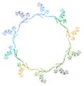 Gradient round frame with abstract flowers silhouettes. Royalty Free Stock Photo
