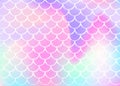 Gradient scale background with holographic mermaid.