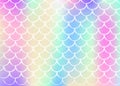 Gradient scale background with holographic mermaid.