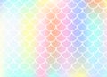 Gradient scale background with holographic mermaid.