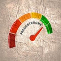 Hormone progesterone level scale. Concept of medicine and pharmacy