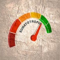 Human growth hormone level scale. Concept of medicine and pharmacy