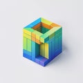 Gradient Shaded Cuboid Framework Composed of Bright Geometric Shapes Royalty Free Stock Photo