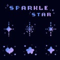 Gradient sparkling star pixel art set