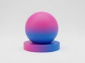 Gradient sphere on cylinder base isolated on white background Royalty Free Stock Photo
