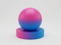 Gradient sphere on cylinder base isolated on white background Royalty Free Stock Photo