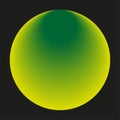 Gradient sphere icon. Yellow green transition. Dark background ball. Vector glowing orb. Royalty Free Stock Photo