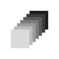 Gradient square layers. Geometric vector design. Monochrome color shades. Overlapping grey shapes.
