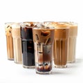 The Gradient Of Taste. A Lineup Of Iced Coffee Variations In Harmony. Generative AI Royalty Free Stock Photo