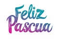 Gradient text displaying \'Feliz Pascua\' in a stylized font. Happy Easter in Spanish