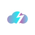 Gradient Thunder Cloud Logo, Flat Logo Design, Flat Cloud Logo Royalty Free Stock Photo