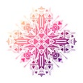 Gradient tribal geometric mandala. Color native ornament on a white background. Mystical pattern. Vector colorful folk pattern Royalty Free Stock Photo