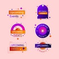 Gradient upcoming events badges set Vector illustration Royalty Free Stock Photo