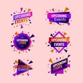 Gradient upcoming events badges set Vector illustration Royalty Free Stock Photo