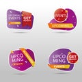 Gradient upcoming events badges set Vector illustration Royalty Free Stock Photo