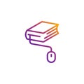 Colorful book with mouse vector education icon for online education, universities, schools etc.