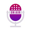 Gradient violet studio table microphone with text On Air.