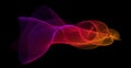 Gradient wave line blend form. Abstract purple red orange flowing lines design element. Dynamic neon line smoky shape Royalty Free Stock Photo