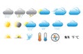 Gradient weather icons on white background Royalty Free Stock Photo