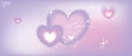 Gradient y2k heart background, vector ValentineÃ¢â¬â¢s Day minimal poster, romantic blur web banner.