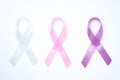 Gradients pink ribbon breast cancer on white background.