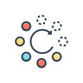 Color illustration icon for Gradually, inchmeal and loading