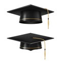 Graduate black academic cap set, realistic style