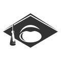 Graduate cap black icon, academic wisdom and celebration symbol