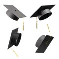 Graduate Caps thrown up, clipping path