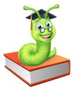 Graduate Caterpillar Bookworm on Book Royalty Free Stock Photo