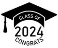 2024 graduate class icon. Class of 2024 sign. Congrats Graduation lettering symbol. flat style