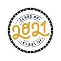 Graduate 2021. Class of 2021. Lettering logo stamp. Graduate design yearbook. Vector illustration.