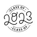 Graduate 2023. Class of 2023. Lettering logo stamp. Graduate design yearbook. Vector illustration.