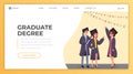 Graduate degree landing page vector template. Online school, college website homepage interface idea with flat