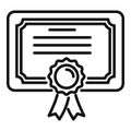 Graduate diploma icon outline vector. Exam study