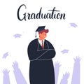 Graduate getting diploma vector illustration